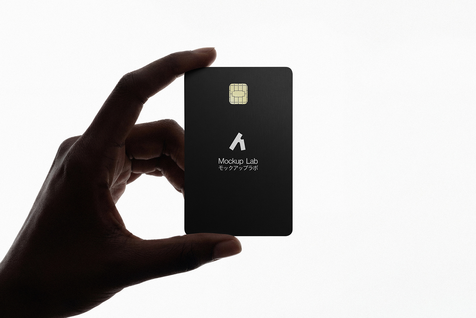 Overhead view of a single bank card mockup with customizable design elements.
